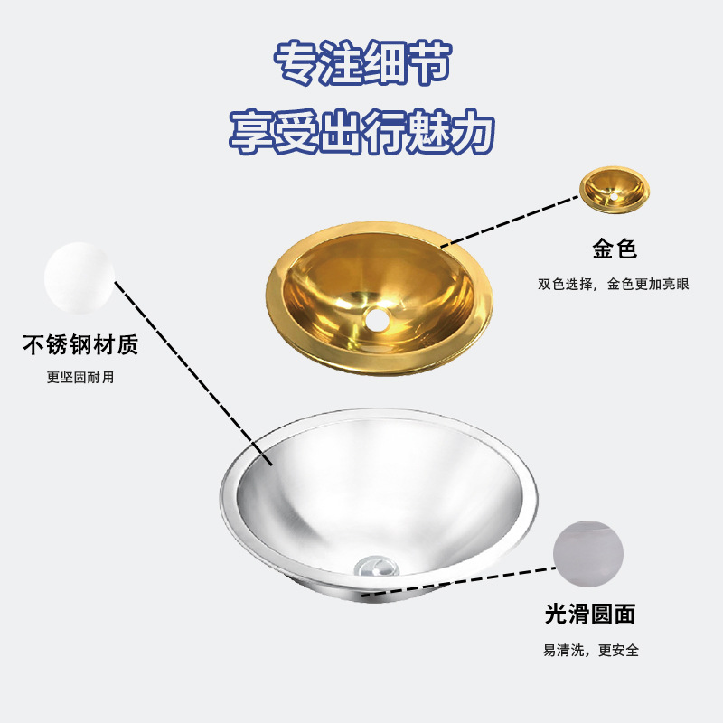 Ventas directas de fábrica Guangrun Cocina y baño RV Yacht Apartamento Oval Fregadero de acero inoxidable GR-589