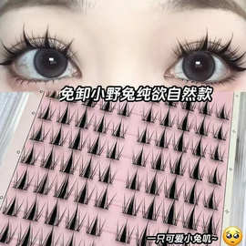 免胶~芭比小野兔大容量假睫毛懒人自然仿真分段新手漫画浓密牙粉