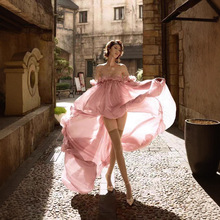 越南小众慵懒度假风 法式超仙大裙摆花苞沙滩度假露背连衣裙