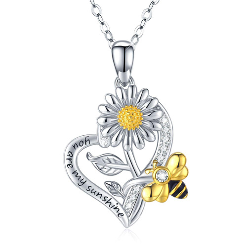 sunflower heart-shaped necklace moment you are my sunshine bee drops of oil separation pendant