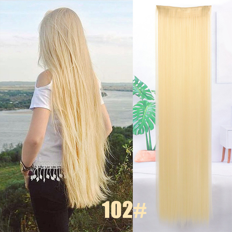 Pelucas europeas y estadounidenses transfronterizas cinco tarjetas extensiones de cabello pelucas de cabello largo recto una pieza de clip extensiones de cabello al por mayor en stock