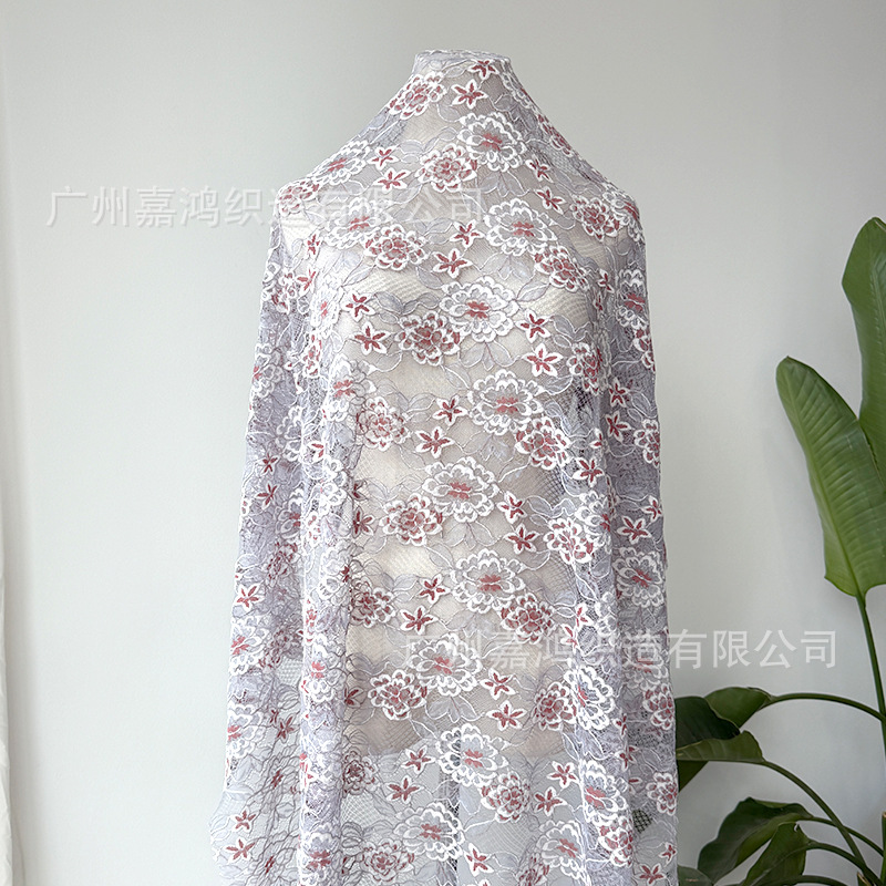 Tejido de encaje de dos colores, encaje molido, vestido de brindis, vestido de encaje, fábrica de falda en stock