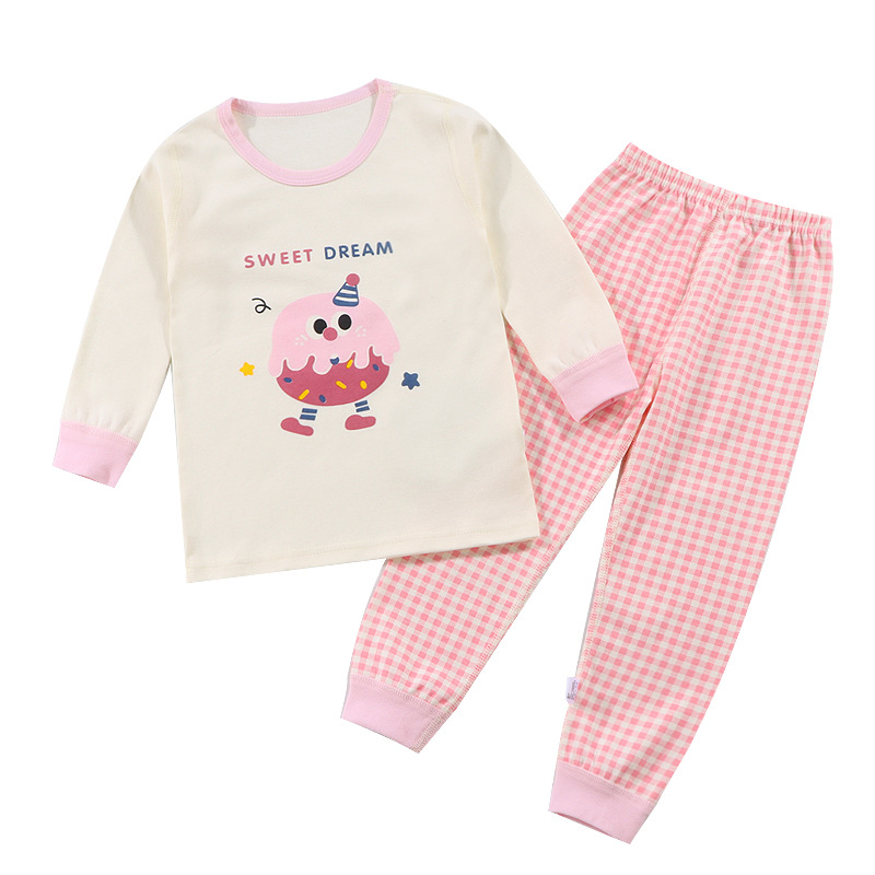 [Personalizado] Ropa de otoño para niños, traje de pantalones largos, ropa de hogar deshuesada de otoño e invierno para bebés, pijamas de algodón para niños y niñas