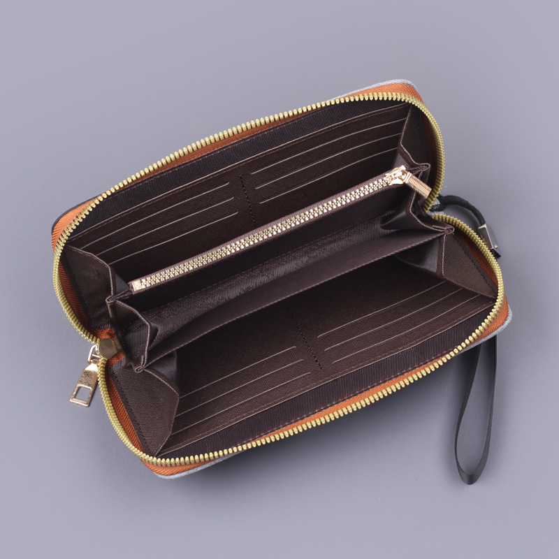 Bolso de mano de hombre, bolso de lona de hombre, bolso de teléfono móvil de hombre, correa de muñeca de color antiguo, bolso de cremallera de hombre largo