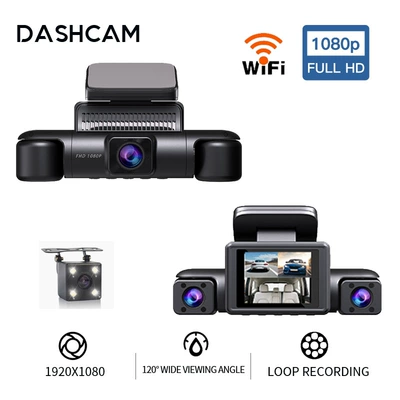 Cross-border 4-channel dash cam with 4 lenses, 1080P HD, night vision, and 360-degree recording ° WiFi Panoramic Recorder (Driving recorder) - m99d-2inch-four-channel-wifi