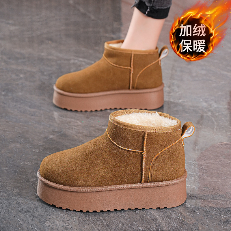Botas de Nieve Sin Cordones para Mujer de Cuero Sintético Térmicas y Antideslizantes para Invierno