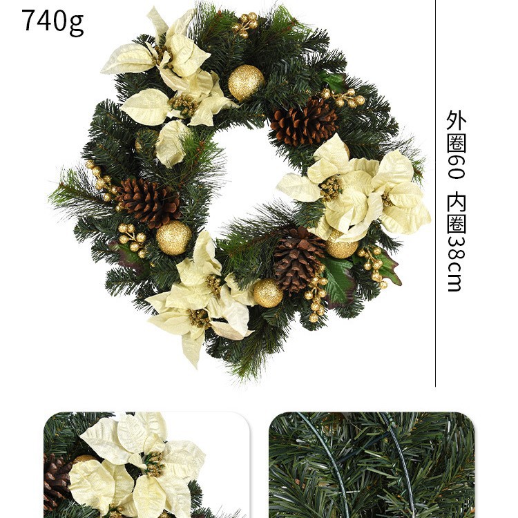 Decoraciones de Navidad guirlandas puertas colgadas pinos golden curry bolas de fruta roja red