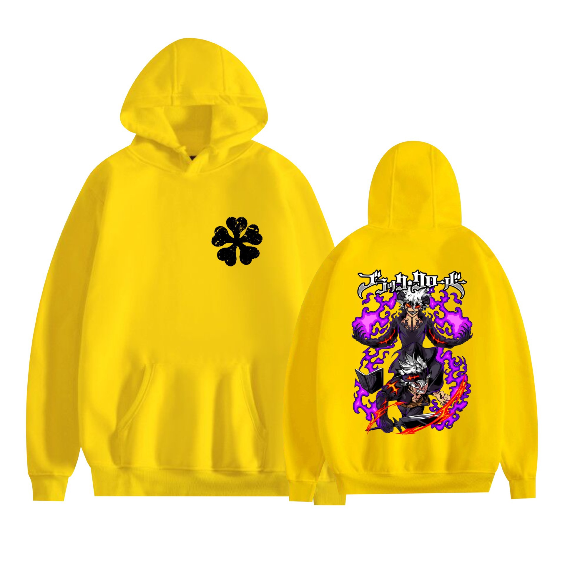 Trébol de cuatro hojas negro nuevo transfronterizo Black Clover animación periféricos hombres y mujeres suéter con capucha suelto casual