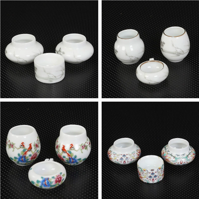 Гортензия Горшок для корма для птиц Топ подбородок Красный набор из трех предметов Горшок для корма для птиц Чашка для корма для птиц Аксессуары для клетки для птиц Фарфоровая чаша Цзиндэчжэнь