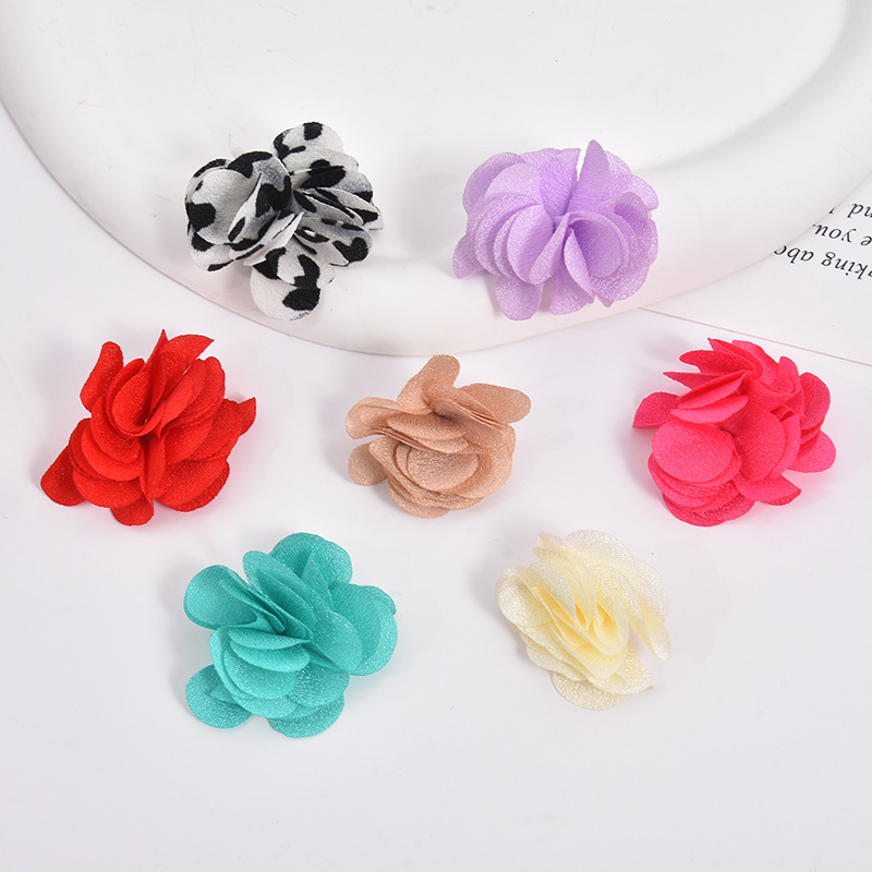 Handmade Chiffon Hand-Sewn 3cm Small Flower Accessories DIY Fabric Camellia Earrings Earrings Accessories Accessories