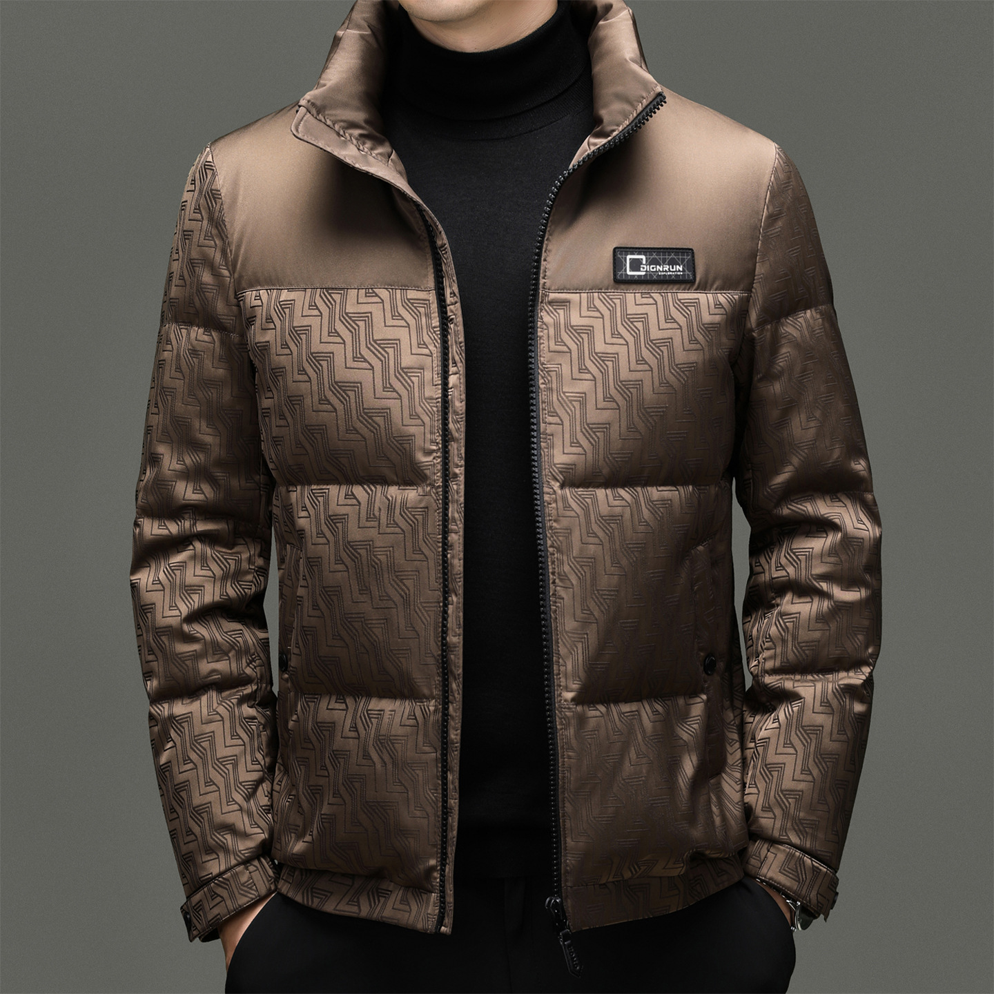 Youngor High-End down Jacket Men's Winter New Thickeneded Warm Trendyy Splicing Casual Stand-Up Collar Jacket for Men