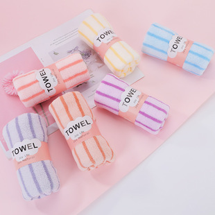 Factory wholesale quick-drying coral fleece towel cationic striped bath towel thickened absorbent towel hand gift