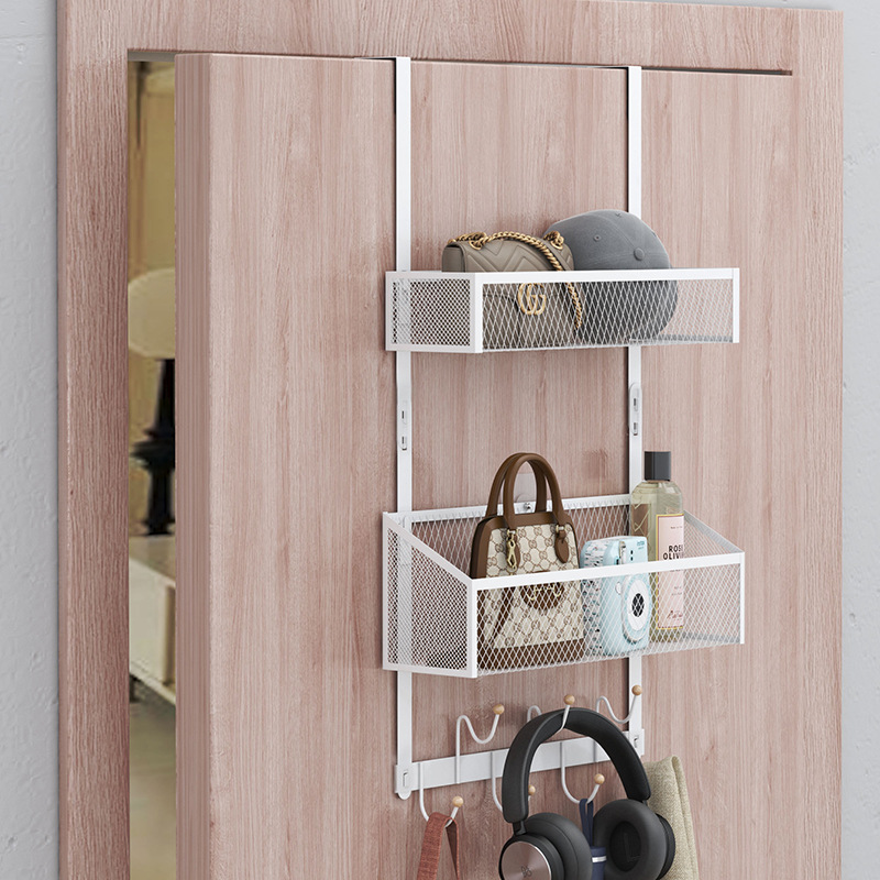 Cross-border Bedroom Door Rear Hanging Basket Clothes Hat Storage Rack Three-layer Punch-free Multifunctional Bathroom Storage Rack