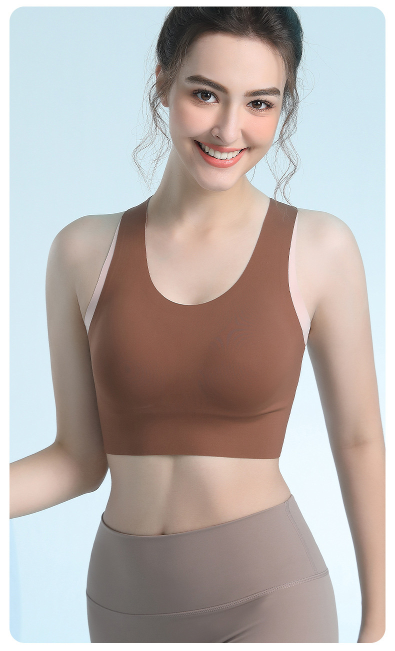 8167 Ropa interior deportiva de espalda hermosa desnuda, copa fija para mujer, chaleco de fitness de yoga Pilates, todo en uno, se puede usar afuera image 6