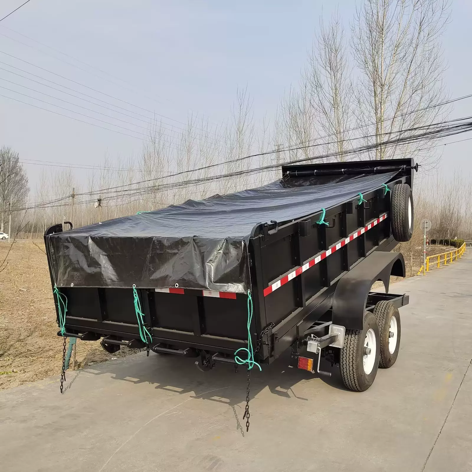 5吨液压自卸挂车 双轴农用自卸工具车 后翻液压自卸拖车 高栏拖车