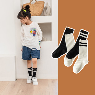 Children's socks autumn and winter new classic black and white student socks 1-12 years old boys and girls baby socks 2021 cotton children's socks
