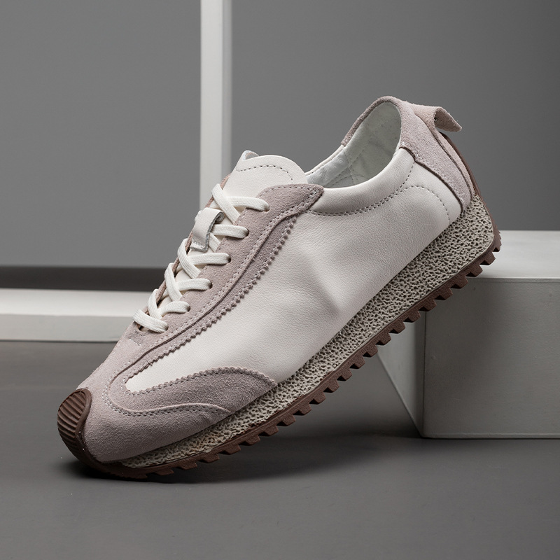 2025 New Men's Breathable Trendy Hot-Selling Genuine Leather Sneakers Retro Sports Casual White Shoes New_vogvips.com