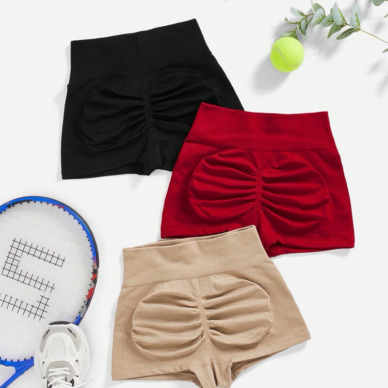 High-Waisted Klein Blue Sports Shorts for Women, Butt-Lifting, Define-Style, Breathable, Quick-Drying Three-Quarter Shorts