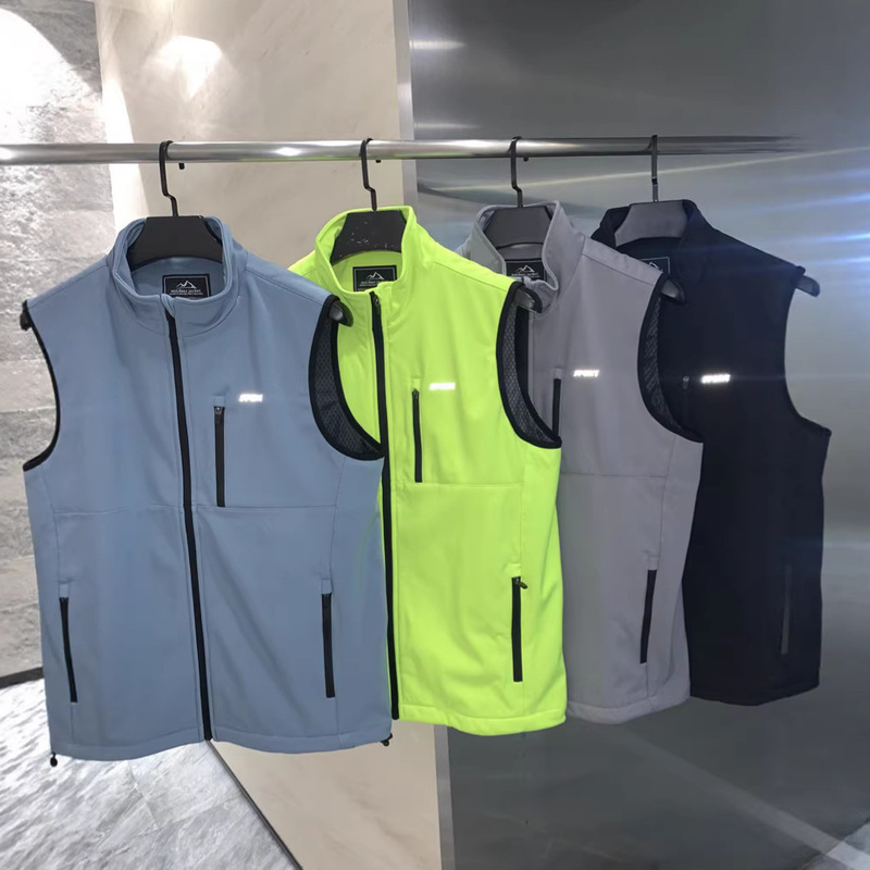 Order Directly from Uk! Spring Outfit for Men: Breathable Outdoor Sports Casual Solid Color Stand Collar Softshell Vest
