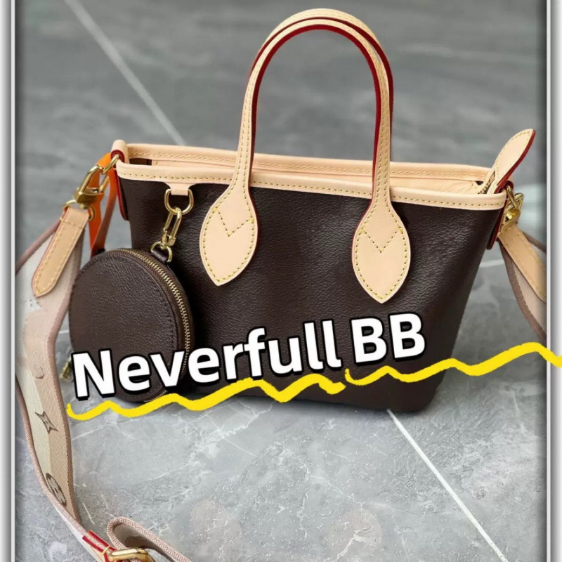 Neverfull Bb Accordion Bag Cowhide Monogram Women's Bag Shoulder Tote Bag