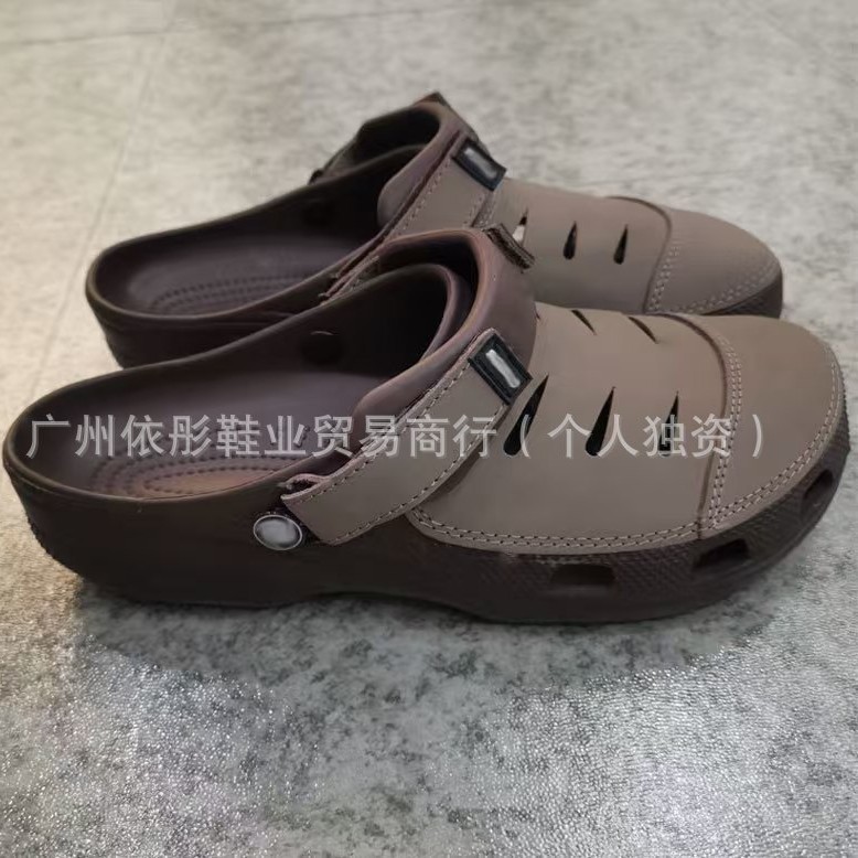 Cross真皮商务优肯三代经典特林洞洞鞋男户外沙滩鞋包头拖鞋男|undefined