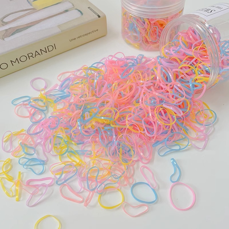 Banda de goma desechable para el cabello no lastimado Anillo de goma para trenza de niña Banda de goma Color Valor de alta cuerda elástica para el cabello Tocado