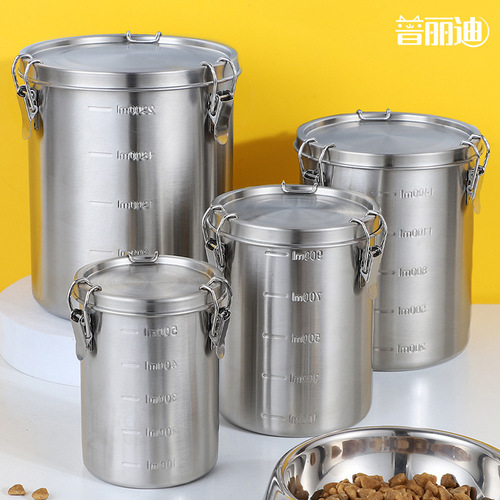 Stainless steel pet food storage barrel dog food barrel cat food storage barrel vacuum sealed large grain barrel storage barrel storage