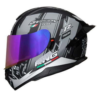 electric car helmet, Motosiklet kaskı (dəbilqə) - gray-pioneer-colored-mirror-m