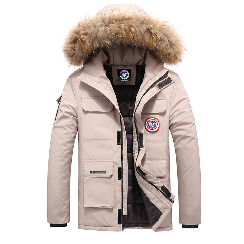 Men's Short Thickened Cotton Jacket 2022 Winter New Trendy Brand Hooded Men's Workwear Parka Coat