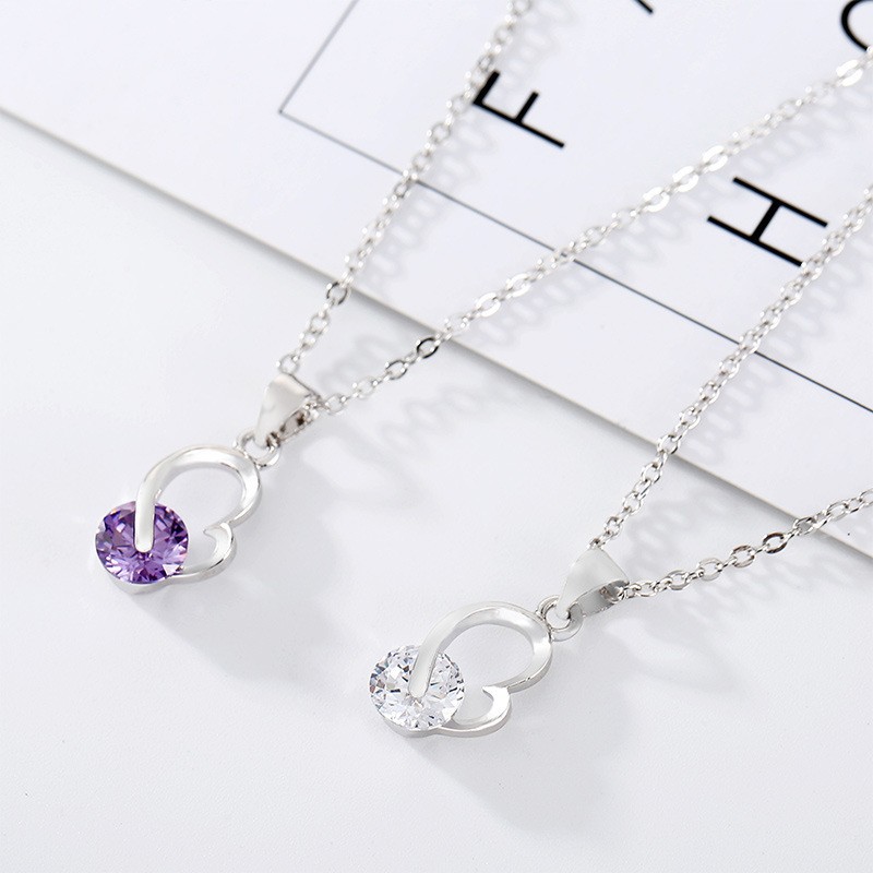 중공 지르코늄 하트 화이트 및 퍼플(체인 제외)