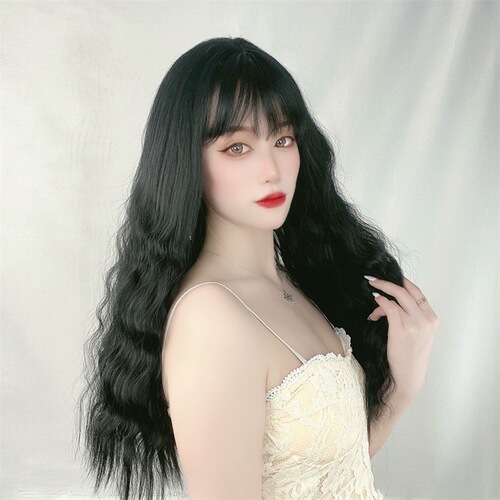 Japanese wig female long curly hair corn permed wool roll realistic temperament face shaping internet celebrity lolita long hair full headgear