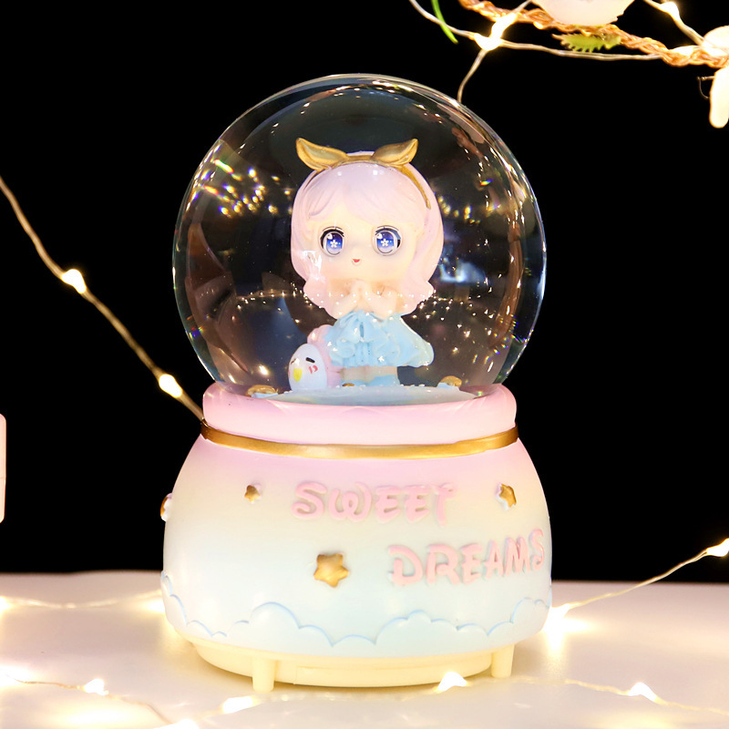 卡通水晶球发光小夜灯星空情书家居桌面摆件儿童生日礼物小礼品|undefined