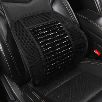 New Summer Car Lumbar Support Cushion with Wooden Beads and Mesh Massage Backrest Pad, Car Accessories in Stock for Wholesale and Dropshipping (Cool pad) - individual-lumbar-support-black