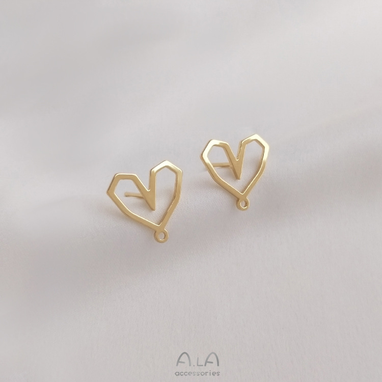 1 Paire 13*12.5mm Le Cuivre Plaqué Or 14K Forme De Cœur Résultats De Boucles D'Oreilles display picture 1