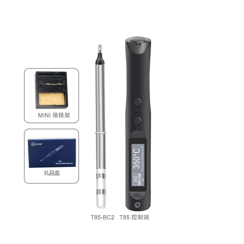 QUECOO original T85 inteligente eléctrico de soldadura de hierro portátil mini estación de soldadura 65W QC/PD fuente de alimentación digital Pantalla de temperatura constante dimensión