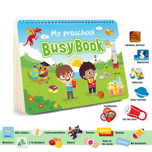 Children's Busy Book Early Education Enlightenment Toy Book Set, No Cutting Required, Pasteable Quiet Book, Thick and Durable