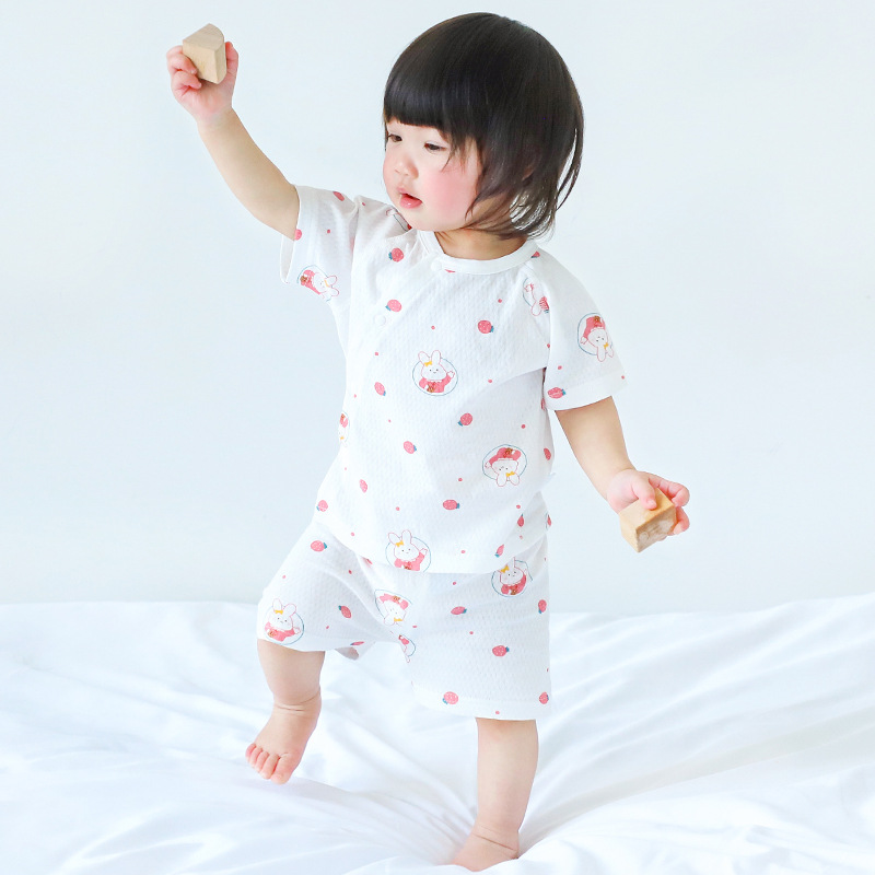 Set de mangas cortas para bebés de verano, algodón delgado de dos piezas para niños, niñas y niños pequeños, ropa de verano para bebés