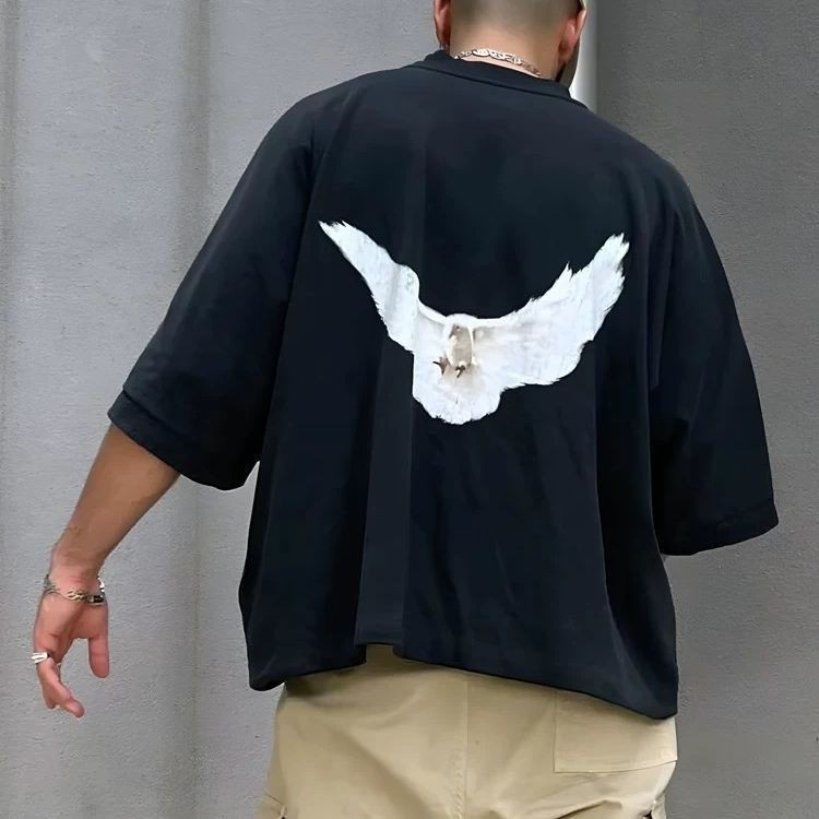Camiseta de Manga Corta de Corte Amplio y Algodón Lavado, YE para Hombre | Protección Antibacterial