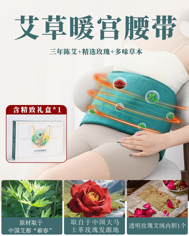 艾灸热敷腹部肚子艾草热敷包热敷毯盐中药宫寒腰带电加热理疗|undefined