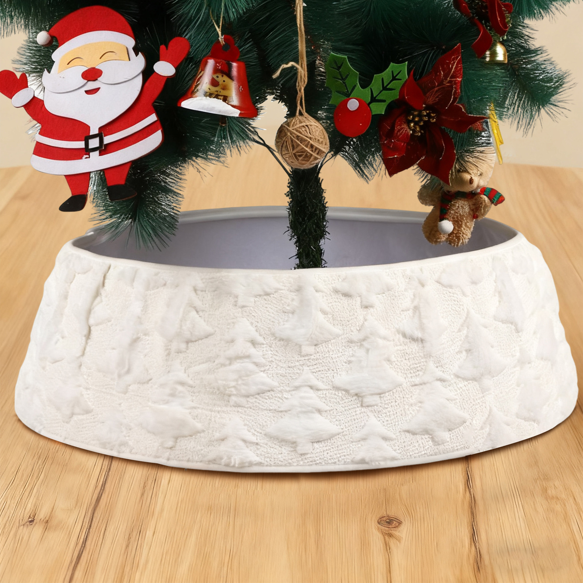 Decoraciones navideñas transfronterizas con estampado vertical y terciopelo de ringgit tejiendo faldas de árboles de Navidad decoraciones festivas alrededor de árboles de regalo image 17
