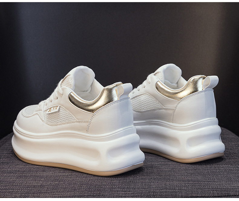 Giày sneaker nữ đế dày da PU trắng phong cách thể thao — Bạc 5056, Vàng 5056 chi tiết 21