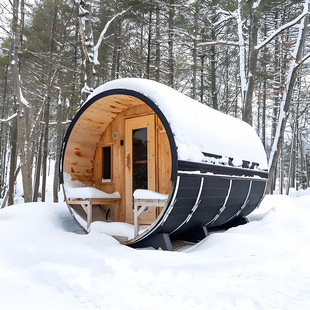 Factory Direct Sale Barrel Sauna for 6 People, Red Cedar Barrel Outdoor Sauna with Wood-Burning Stove