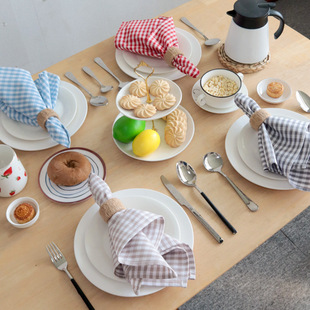 Fabric Napkins Factory Spot Kitchen Towel Wholesale Household Plaid Napkins Cotton Square Napkins Cloth Tea Towel