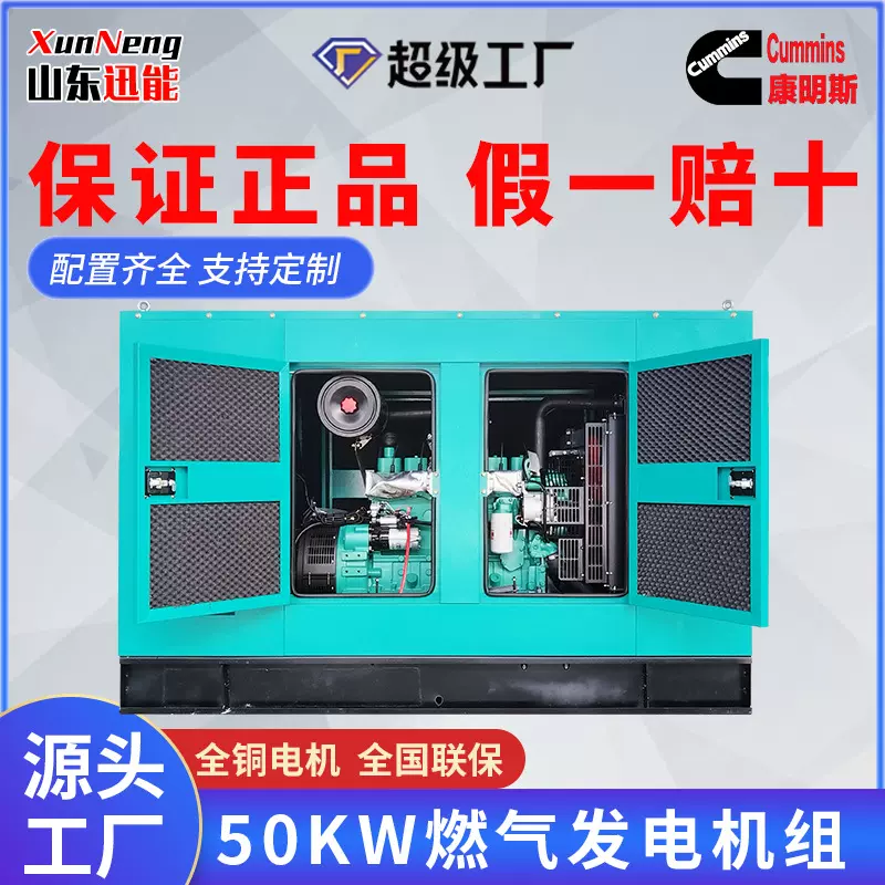 康明斯50KW燃气发电机厂家静音箱燃气发电机组50千瓦燃气发电机