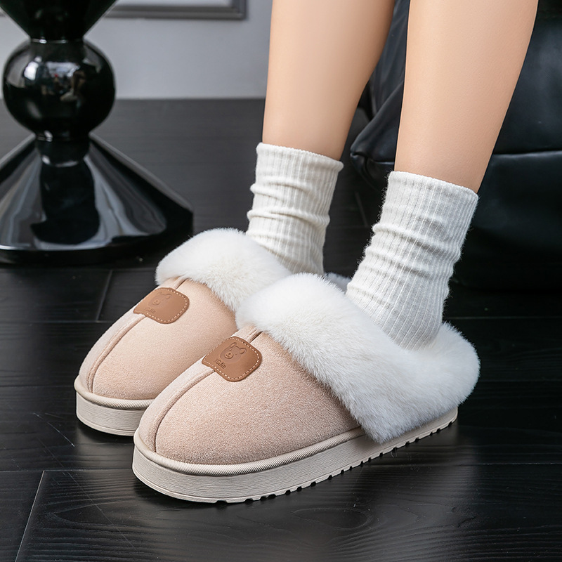 秋と冬の女性用綿スリッパ、屋内家庭用、寮用、厚底、ぬいぐるみ、暖かい、カップル用産後スリッパ|undefined