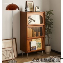 中古实木书柜客厅立柜杂志柜收纳储物柜日式落地柜玻璃展示柜简约