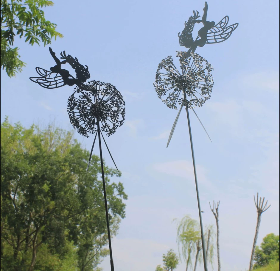 Amazon Cross-border Flower Fairy Elf and Dandelion Dance Robin White Elves Sculpture Metal Crafts