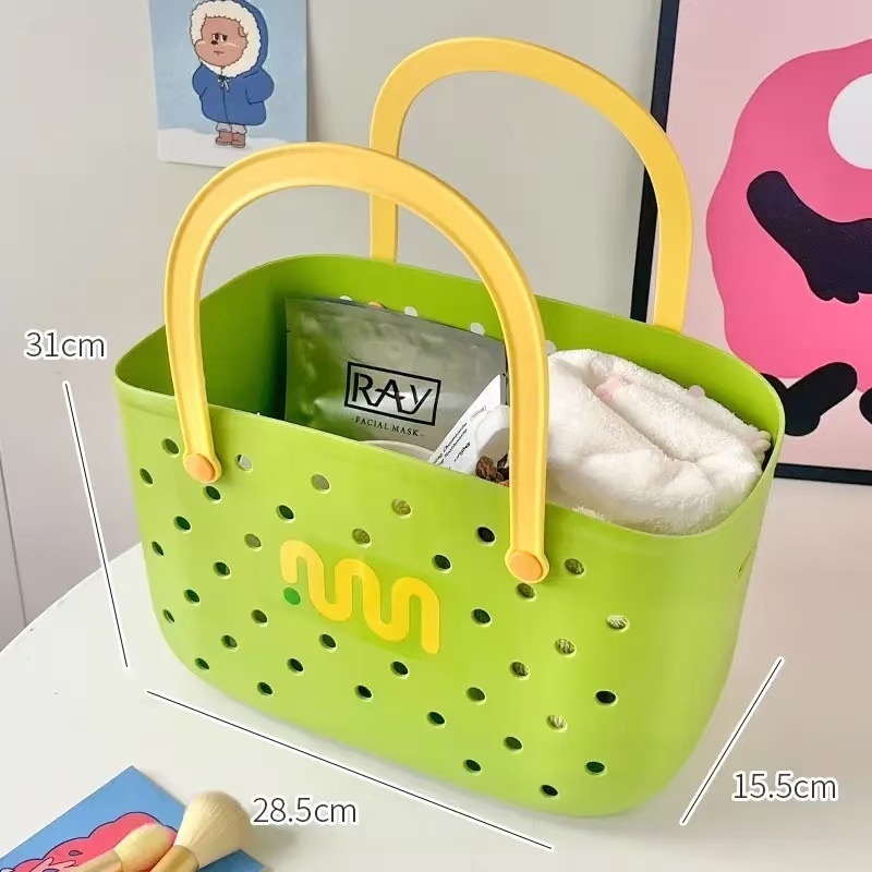 【ドーパミン】コントラストカラーのポータブルバスバスケット、買い物かご、バスルーム家庭用品収納バスケット、浴室用|undefined