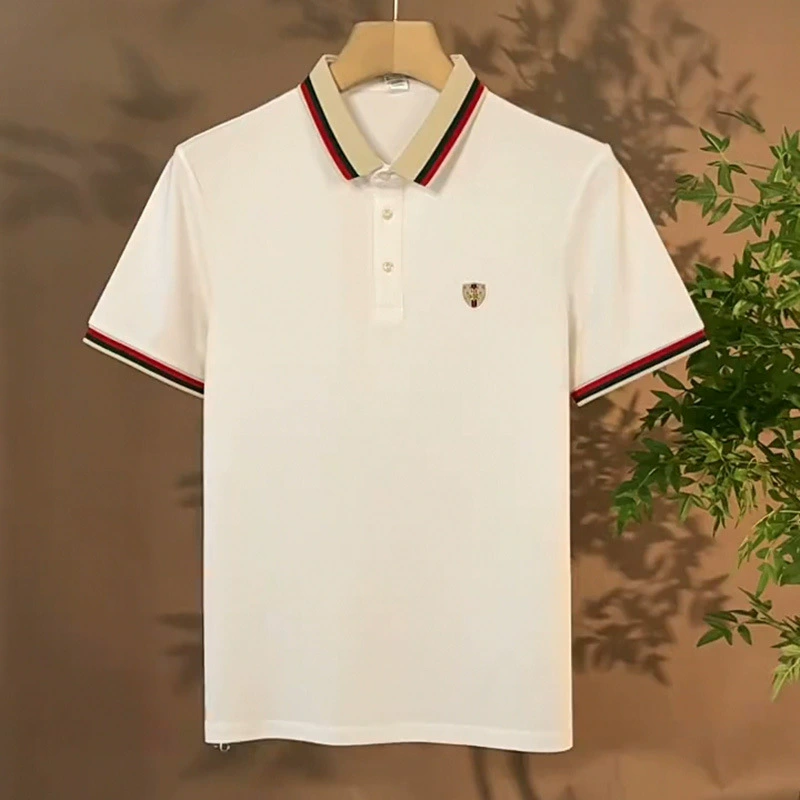 Летняя новая модель с короткими рукавами в цветном поло-рубашке модная мужская одежда простой бизнес легкий и роскошный универсальный темперамент с отворотом футболки ins