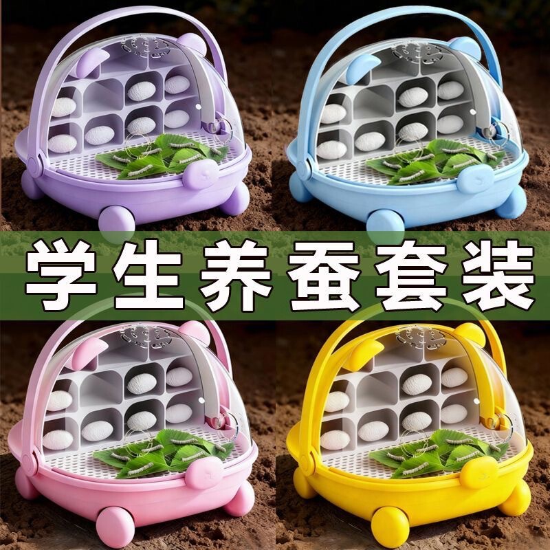 Silkworm Student Kit: Complete Set of Tools for Raising Caterpillars and Silkworm Eggs, Fresh Mulberry Leaf Breeding Chamber, Space Capsule